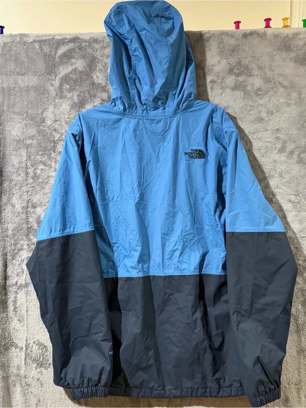 The North Face Hyvent Windbreaker Jacket Hooded Coat Blue Grey Men’s Size Large